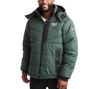 Reebok Herren-Winterjacke, dicker, schwerer Ski-Wintermantel, warm, isoliert, gesteppt, mit Kapuze, Oliv/Blatt für mich (Leaf It to Me), XL