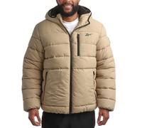 Reebok Herren-Winterjacke - schwerer Sherpa-Futter, Puffer-Parka, Herren-Wintermantel, isoliert, gesteppt, Skijacke für Herren, Sand, X-Large