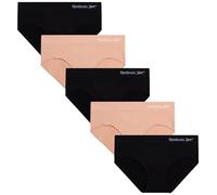 Reebok Hipster-Höschen für Damen, 5er-Pack, Stretch-Performance-Unterwäsche, nahtlos, mit entspanntem Bund ohne Etikett, Größe S - XL, Schwarz/Rose Dust, XL