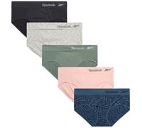 Reebok Hipster-Höschen für Damen, 5er-Pack, Stretch-Performance-Unterwäsche, nahtlos, mit entspanntem Bund ohne Etikett, Größe S - XL, Blau/geschwärzte Perle/Lotus/Lilienpolster/Natur, S