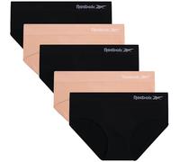 Reebok Hipster-Höschen für Damen, 5er-Pack, Stretch-Performance-Unterwäsche, nahtlos, mit entspanntem Bund ohne Etikett, Größe S - XL, Schwarz/Rose Dust, XL