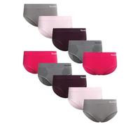 Reebok Hipster-Höschen für Damen - Stretch-Performance-Unterwäsche mit entspanntem Bund ohne Etikett, 10 Stück (S-XL), Heather Grey/Pink Lady/Sharkskin/Raspberry/Plum, M