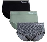 Reebok Hipster-Höschen für Damen, Übergröße, 3er-Pack/6er-Pack, nahtlose Unterwäsche für Frauen, passend für Ihre Kurven, Black Spacedye/Schwarz/Grün, 3 Stück, XXL Große Größen