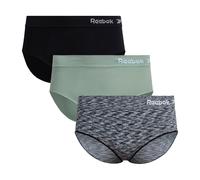 Reebok Hipster-Höschen für Damen, Übergröße, 3er-Pack/6er-Pack, nahtlose Unterwäsche für Frauen, passend für Ihre Kurven, Black Spacedye/Schwarz/Grün, 3 Stück, XXL Große Größen