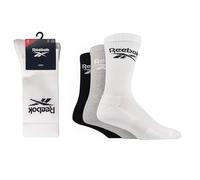Reebok Hohe Socken Unisex - Bequem, atmungsaktiv, für Sport, Fitness, Yoga, Laufen oder Alltag, maschinenwaschbar, 3 Paar, Größe 43-45, Weiß/Grau/Schwarz
