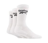 Reebok Hohe Socken Unisex Core Crew - Bequem, mit Fußgewölbeunterstützung, atmungsaktive Baumwolle, für Laufen, Sport, Alltag, Yoga, Fitness, waschbar, 3 Paar, Größe 37/39, Weiß