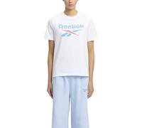 Reebok Women's Identity Big Logo Tee T-Shirt, White/Coral/Blue, L