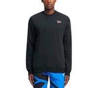 Reebok Men's Identity SMALL Logo FT Crew Sweatshirt, Black/White/Vector RED, L