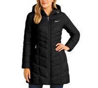 Reebok Langer Puffermantel für Damen, mittelschwer, lang, Parka-Länge, gesteppt, Schnee-Winterjacken für Damen (auch in Übergröße 1X-3X), Schwarz (Black Ink), XL