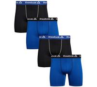 Reebok Men's 4 Pack Performance Boxer Briefs with Comfort Pouch (Black/Blue/Black/Blue, X-Large)'