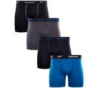 Reebok Men's Active Underwear - Sport Soft Performance Boxer Briefs (4 Pack), Size X-Large, Black/Blue/Black/Grey