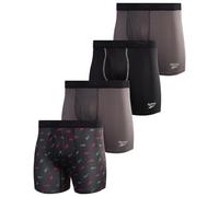Reebok Men's Performance Boxer Briefs (4 Pack) (Large, Grey/Black/Print)