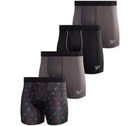 Reebok Men's Performance Boxer Briefs (4 Pack) (Large, Grey/Black/Print)
