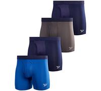 Reebok Men's Performance Boxer Briefs (4 Pack) (Large, Navy/Grey/Blue)