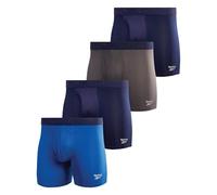 Reebok Men's Performance Boxer Briefs (4 Pack) (Large, Navy/Grey/Blue)