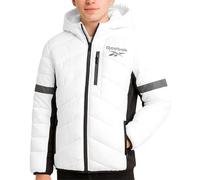 Reebok Pufferjacke für Jungen, schwer, gesteppt, wind- und wasserabweisend, Fleece-Isolierung, Kinder-Winterjacke, Weiss/opulenter Garten, 14-16