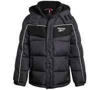 Reebok Pufferjacke für Jungen, schwer, wasserabweisend, windabweisend, Polarfleece, gefüttert, isoliert, mit Kapuze, Wintermantel für Jungen, Dunkelgrau, 14-16