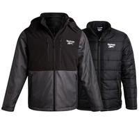 Reebok Softshell-Herren-Wintermäntel - 3-in-1-System, mit Kapuze, Softshell-Windbreaker und gesteppte Puffer-Winterjacken für Herren, Charcoal Slate, XL