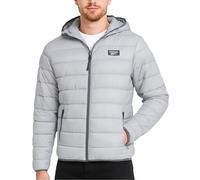 Reebok Herrenjacke Leichter Steppmantel mit Kapuze, isoliert, Ice Grey L