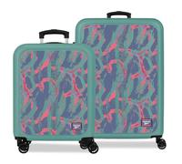 Reebok Tacoma Kofferset, türkisgrün, 46 x 65 x 25 cm, starres ABS-Kombinationsschloss, integriertes 56L 6.6 kg, 4 Doppelräder, Handgepäck