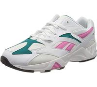 Reebok Unisex-Adult AZTREK 96 Gymnastics Shoe, White/Posh Pink/Seaport Teal, 40.5 EU