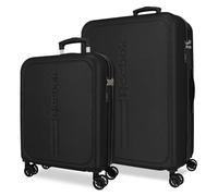 Reebok Valley Koffer-Set, schwarz, 55/65 cm, harter ABS-Kunststoff, 93 l, 5,65 kg, Handgepäck