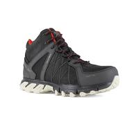 Reebok, wasserdichte Sicherheitsschuhe aus Leder, schwarz und rot, mit Trail Grip S3 SRC 44 Aluminiumkappe, Schwarz/Rot