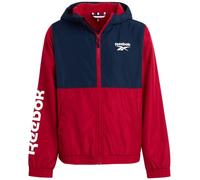 Reebok Windbreaker-Jacke für Jungen, leicht, mit Polarfleece gefüttert, wasser- und windabweisend, mit Kapuze und Reißverschluss für Jungen, Rot/Ausflug, einfarbig (Getaway Solids), 14-16