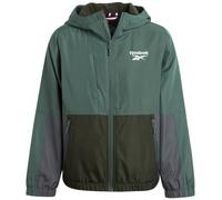 Reebok Windbreaker-Jacke für Jungen, leicht, mit Polarfleece gefüttert, wasser- und windabweisend, mit Kapuze und Reißverschluss für Jungen, Sage Colorblock, 14-16