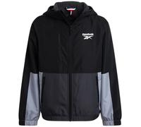 Reebok Windbreaker-Jacke für Jungen, leicht, mit Polarfleece gefüttert, wasser- und windabweisend, mit Kapuze und Reißverschluss für Jungen, Anthrazitfarbener Farbblock, 10-12