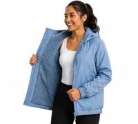 Reebok Windjacke für Damen, wasserabweisend, windabweisend, leicht, isoliert, Reißverschluss für Damen, mit Sherpa-Kapuze, Wolkenblau, XL