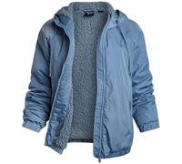Reebok Windjacke für Damen, wasserabweisend, windabweisend, leicht, isoliert, Reißverschluss für Damen, mit Sherpa-Kapuze, Wolkenblau, L