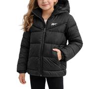 Reebok Wintermantel für Mädchen, schwer, gesteppt, Sherpa-Futter, Parka, Pufferjacke, warme Winterjacken für Mädchen, Einfarbig Schwarz, 10-12