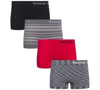 Reebok Women's Underwear - Seamless Boyshort Panties (4 Pack), Size Small, Black/Red/Black Jacquard