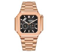 Reef Tiger Herren-Armbanduhr, Rotgold, quadratisches Zifferblatt, 24-Stunden-Anzeige, automatisch, mechanisch, leuchtend, wasserdicht, Armband RGA20S9, RGA20S9-PBPS, Mechanisch, selbstaufziehend