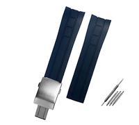 REFKIT Arc Mouth Armband 22mm 23mm for Mido Gummi-Uhrenarmband for M005 for M005.430 for M005.614 for Citizen for Blue Angel Schwarz Orange Blau Armband (Color : Blue silver A, Size : 23mm)