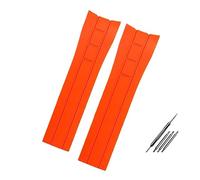 REFKIT Arc Mouth Armband 22mm 23mm for Mido Gummi-Uhrenarmband for M005 for M005.430 for M005.614 for Citizen for Blue Angel Schwarz Orange Blau Armband (Color : Orange no buckle, Size : 23mm)
