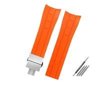 REFKIT Arc Mouth Armband 22mm 23mm for Mido Gummi-Uhrenarmband for M005 for M005.430 for M005.614 for Citizen for Blue Angel Schwarz Orange Blau Armband (Color : Orange-silver B, Size : 22mm)