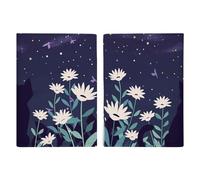 Reflektierend im Wasser Reisepasshülle, Reisepasshülle, PU-Passhülle, schlanke Kartenhülle für Damen und Herren, Lederhalter, Reiseutensilien, Mit weißen Gänseblümchen, 20.3x13.8cm