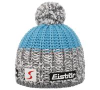 Eisbär Refocus Skipool Bommelmütze Strickmütze Wollmütze Wintermütze Skimütze Beanie Damen - Made in The EU mit Futter, Futter Winter Herbst-Winter - One Size blau-grau