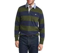 GANT Herren Gestreiftes Heavy Rugger mit Chambray-Kragen (M) COUNTRY Grün