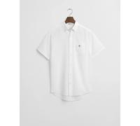Kurzarmhemd GANT "REG COTTON LINEN SS SHIRT", Herren, Gr. XXXL, N-Gr, weiß, Web, Obermaterial: 55% Leinen, 45% Baumwolle, casual, regular fit, Kurzarm, Hemden (19889700-XXXL) weiß