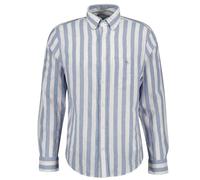 GANT Langarmhemd Regular Cotton Linen Stripe - 55% Leinen, 45% Baumwolle - Herren Blau Gr. XL