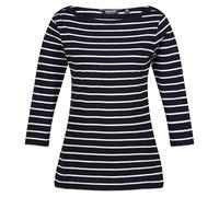 Regatta Bayletta Damen-T-Shirt, Baumwollmischgewebe, leicht, Marineblau/weiß, 44