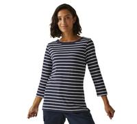 Regatta Bayletta Damen-T-Shirt II, 3/4-Ärmel, Marineblau/Weiß gestreift, 40