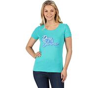 Regatta Filandra IV Coolweave-Baumwoll-Grafikdruck für Damen, kurzärmelig, Polo-Shirts, Keramik, Größe 36, blau