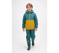 Regen- und Matschhose TROLLKIDS "Kids Odda Rain Set XT", Mädchen, Gr. 110, N-Gr, grün (stormy blau, mustard), Obermaterial: 100% Polyester, Hosen, für Kinder und Jugendliche, sportlicher Stil (1076390