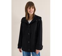 Regen- und Matschjacke CECIL, Damen, Gr. XXL (46), schwarz, Web, Obermaterial: 100% Baumwolle. Futter: 100% Polyester, unifarben, comfort fit normal, ohne Ausschnitt, Bündchen, Jacken, mit Stehkragen