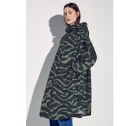 Regen- und Matschjacke STREET ONE, Damen, Gr. onesize, schwarz, Stoff, 100% Polyester, animal-print, normal knielang, ohne Ausschnitt, Bündchen, Jacken, wasserabweisend (21480025-0) schwarz