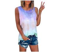 Regenbogen Damen Batik - Blusentops Damen äRmellos Weste Sommer Oberteile Sexy Tank Top Vest Crop Top Locker Shirt Farbverlauf T-Shirt FüR Damen Sweatshirt